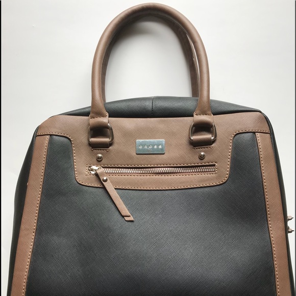 Cross Handbags - CROSS leather zip shoulder bag purse black brown